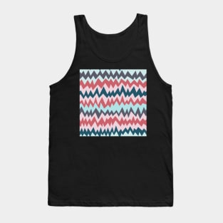 Modern minimalist zigzag in teal, navy blue and berry pink Tank Top